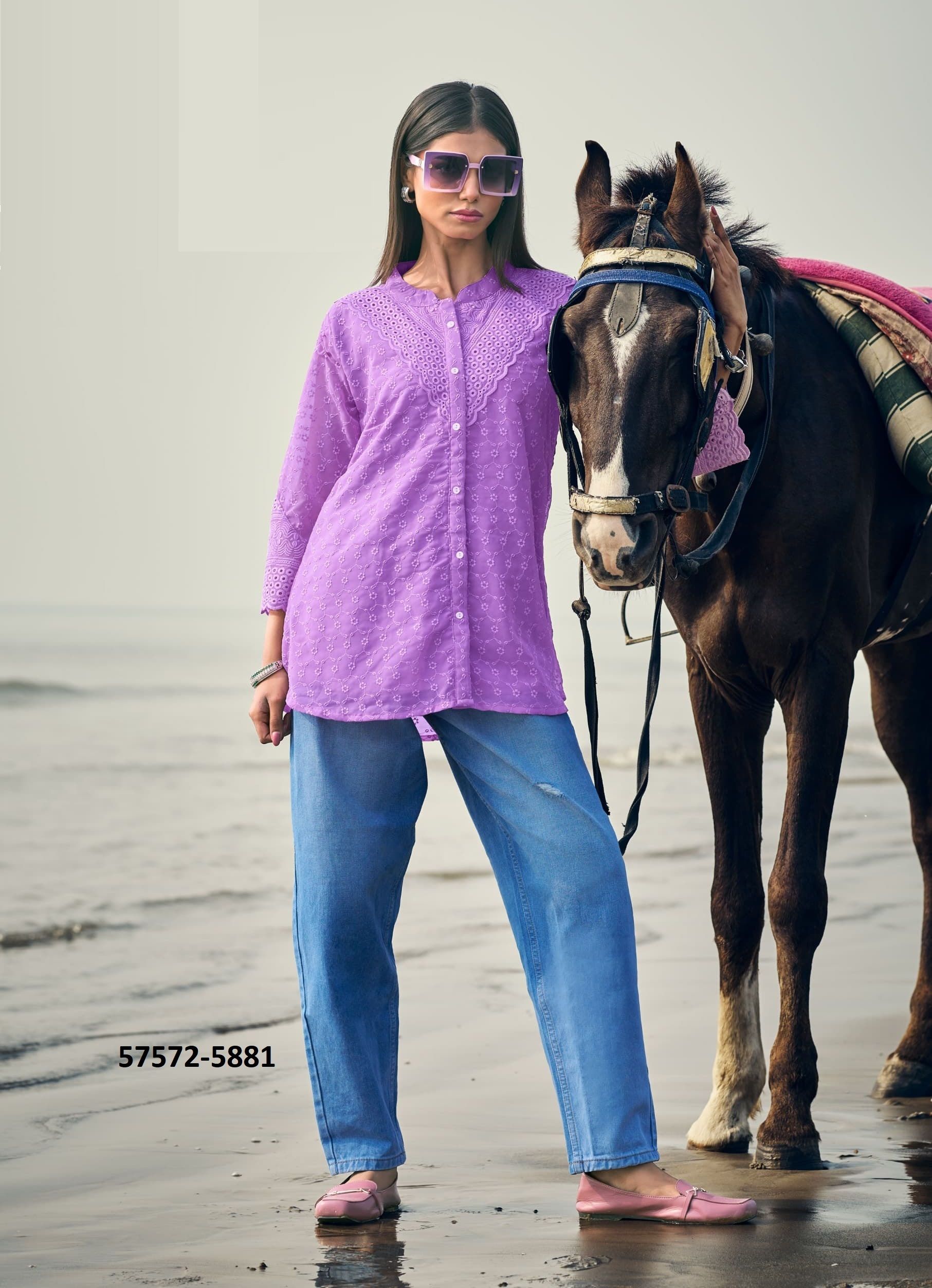 HORIZON - Catalog # 57572 (Set of 6 Readymade Women's Kurtis / Tops) by Brand LYMI BY RANGOON HORIZON - Catalog # 57572 (Set of 6 Readymade Women's Kurtis / Tops) by Brand LYMI BY RANGOON
