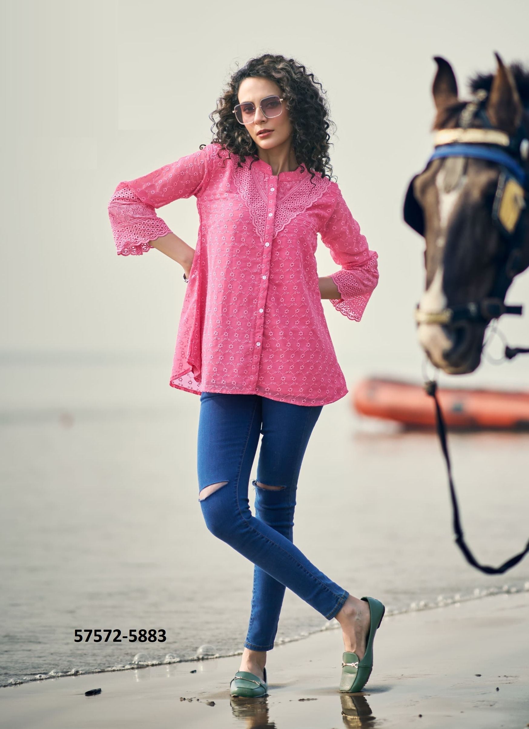 HORIZON - Catalog # 57572 (Set of 6 Readymade Women's Kurtis / Tops) by Brand LYMI BY RANGOON HORIZON - Catalog # 57572 (Set of 6 Readymade Women's Kurtis / Tops) by Brand LYMI BY RANGOON