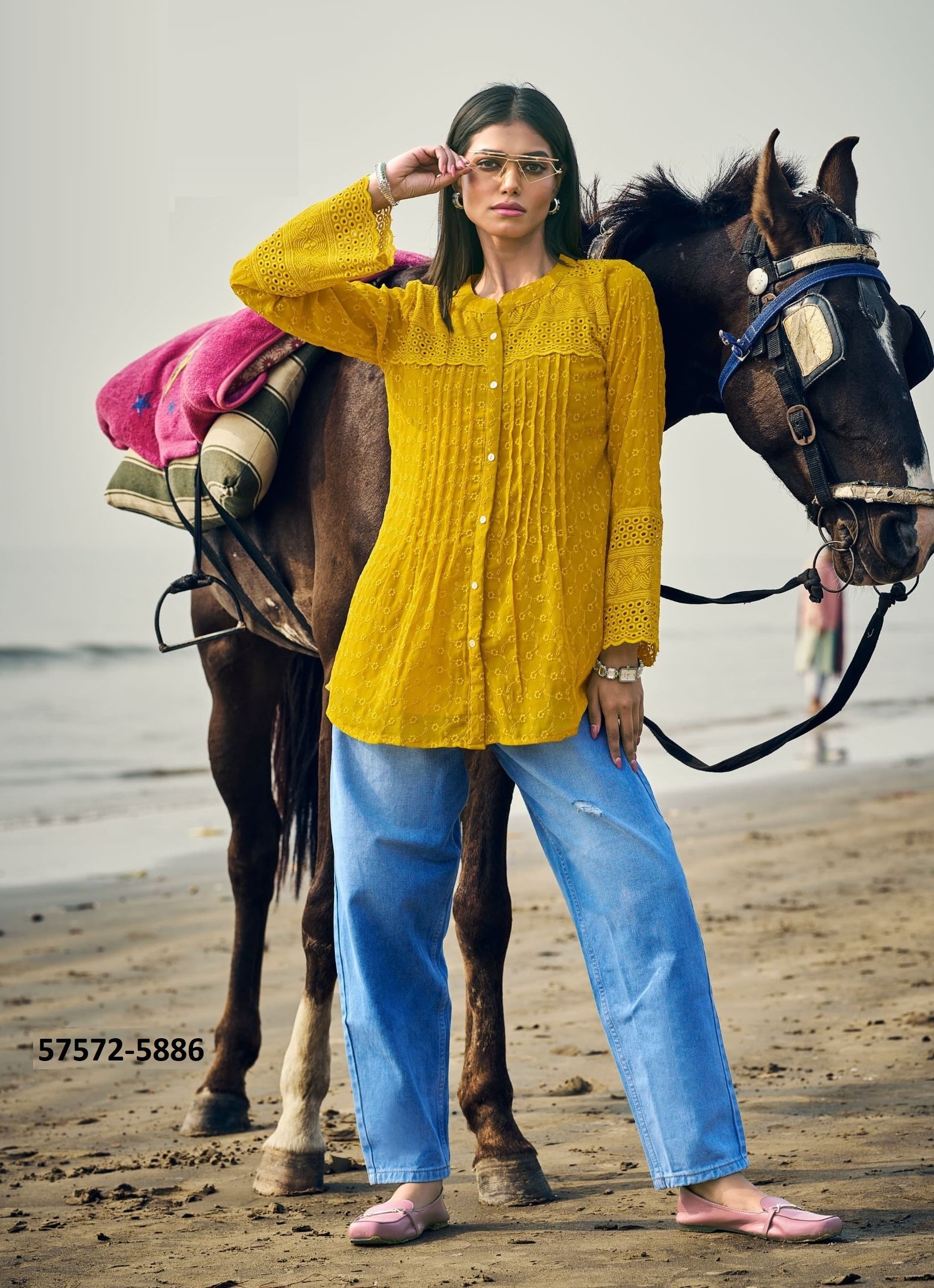 HORIZON - Catalog # 57572 (Set of 6 Readymade Women's Kurtis / Tops) by Brand LYMI BY RANGOON HORIZON - Catalog # 57572 (Set of 6 Readymade Women's Kurtis / Tops) by Brand LYMI BY RANGOON