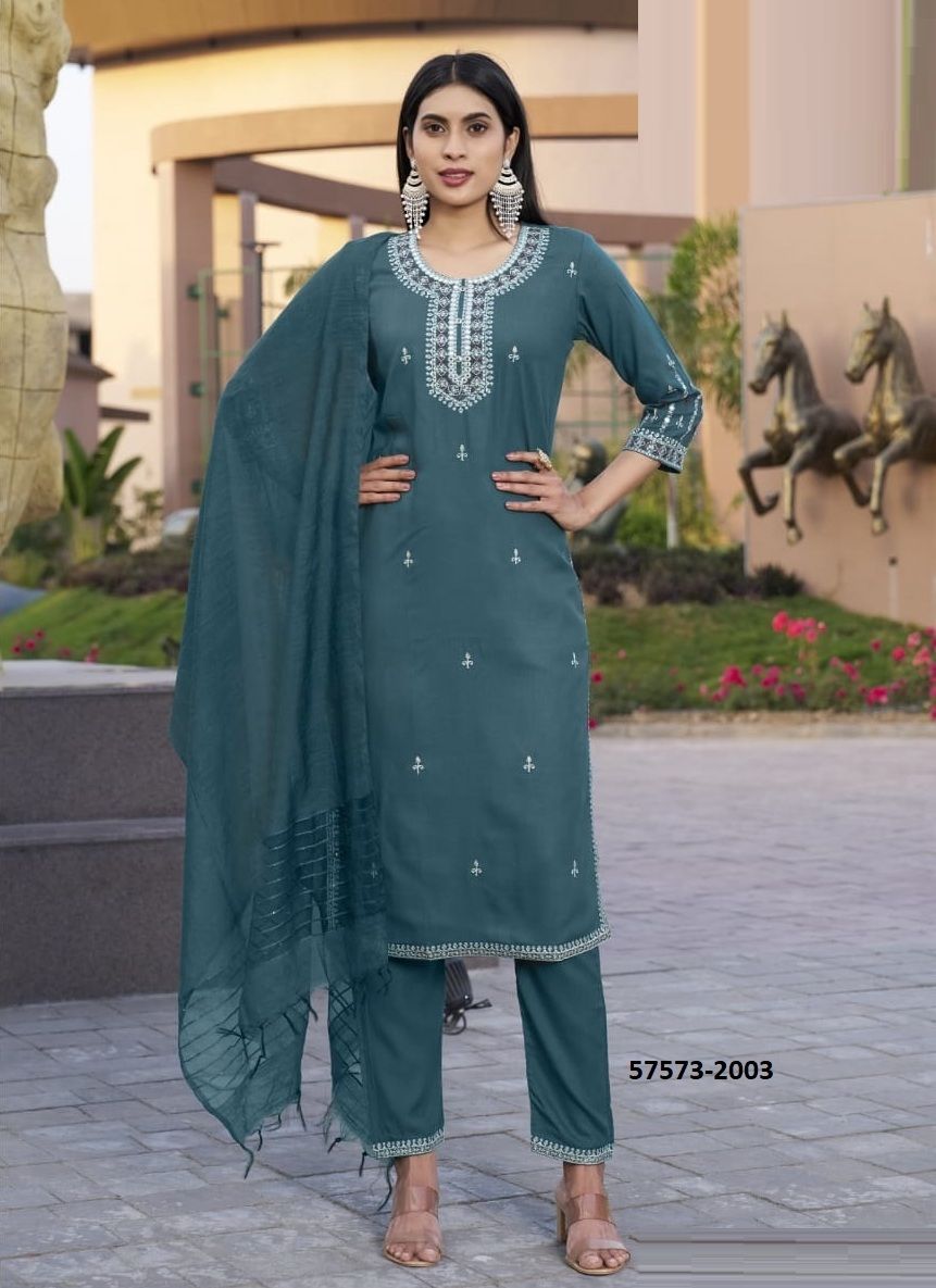 ORRA - Catalog # 57573 (Set of 6 Readymade Salwar Suits) by Brand WOODEE AHMEDABAD