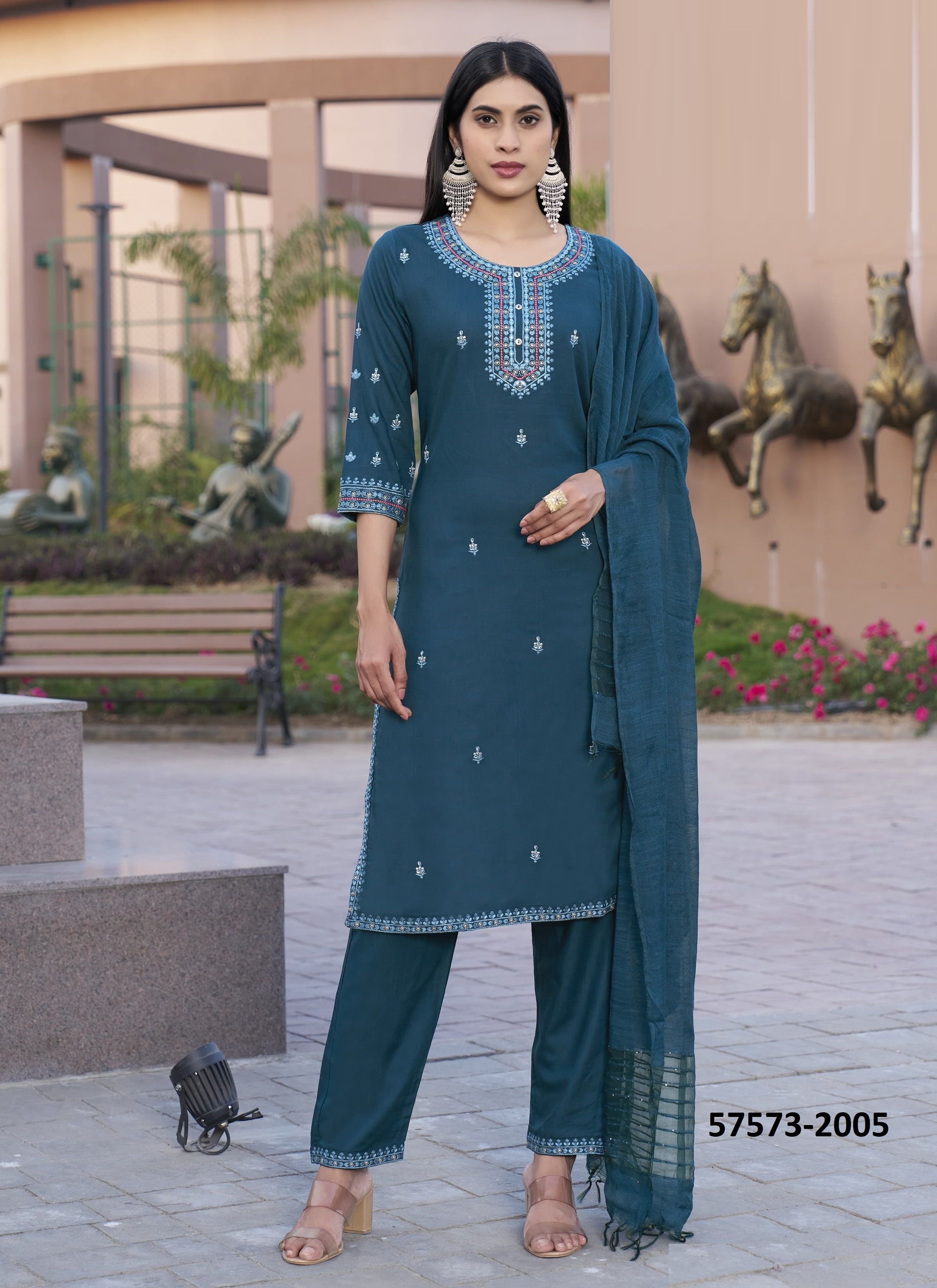 ORRA - Catalog # 57573 (Set of 6 Readymade Salwar Suits) by Brand WOODEE AHMEDABAD