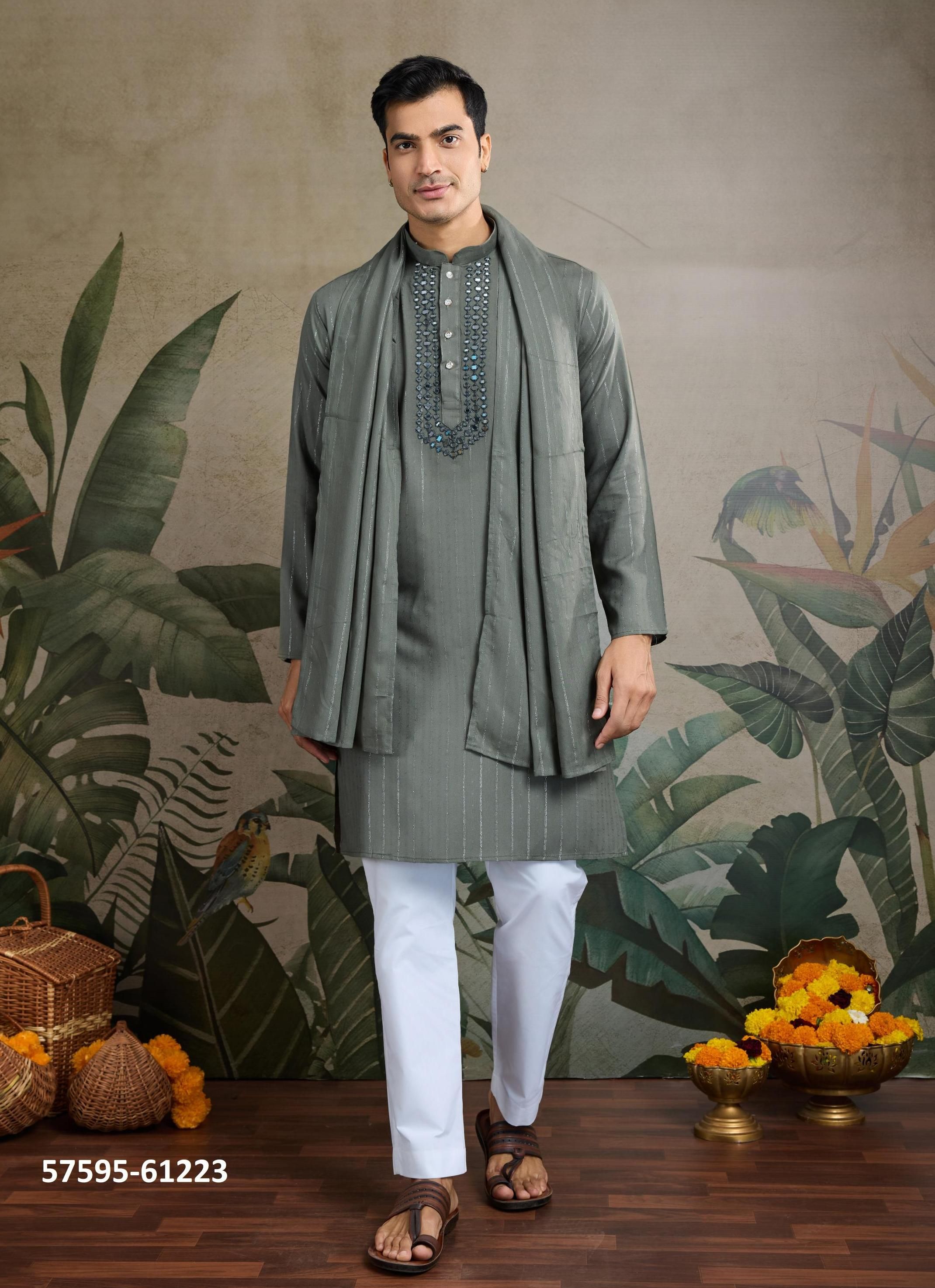 ZARI & WEAVES 2 - Catalog # 57595 (Set of 4 Men's Ethnic Wear) by Brand STROLLAY ®