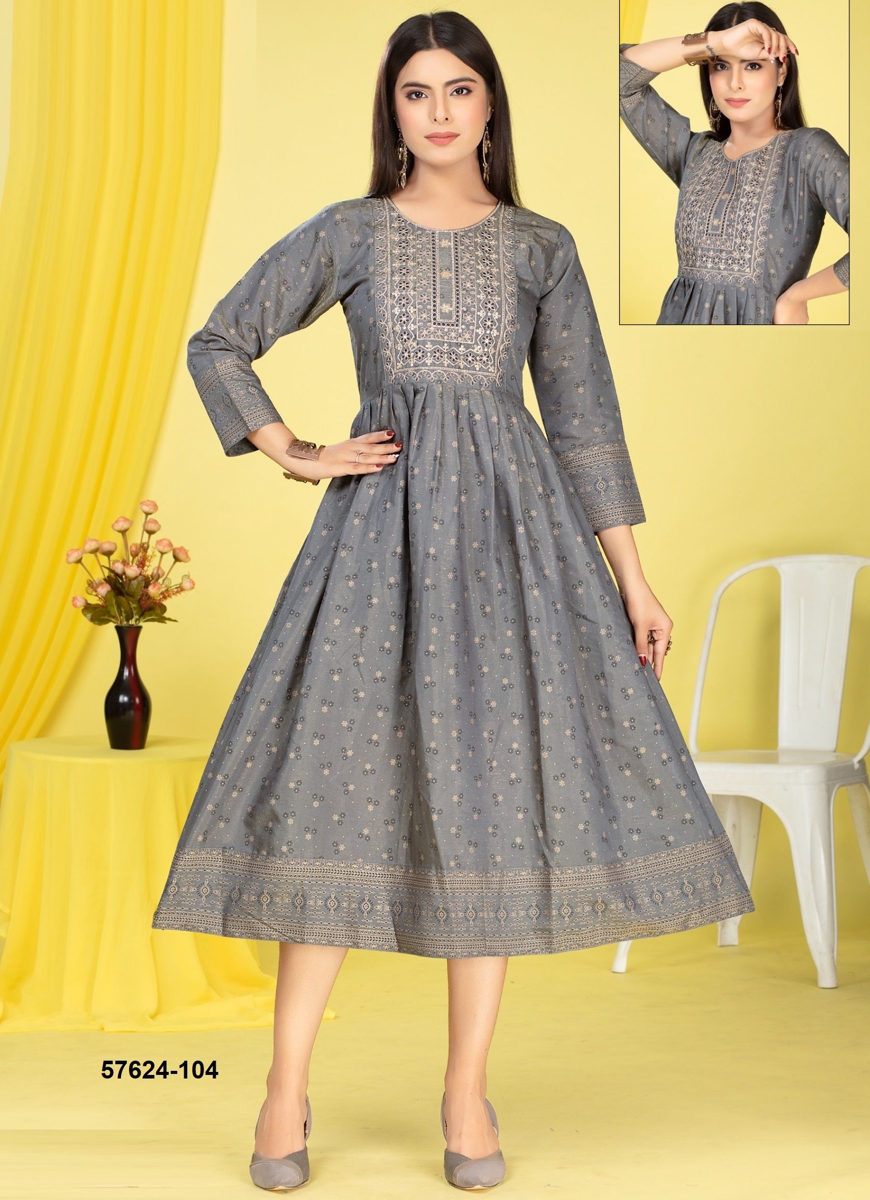 KEEVA - Catalog # 57624 (Set of 6 Readymade Women's Kurtis / Tops) by Brand DEE CEE
