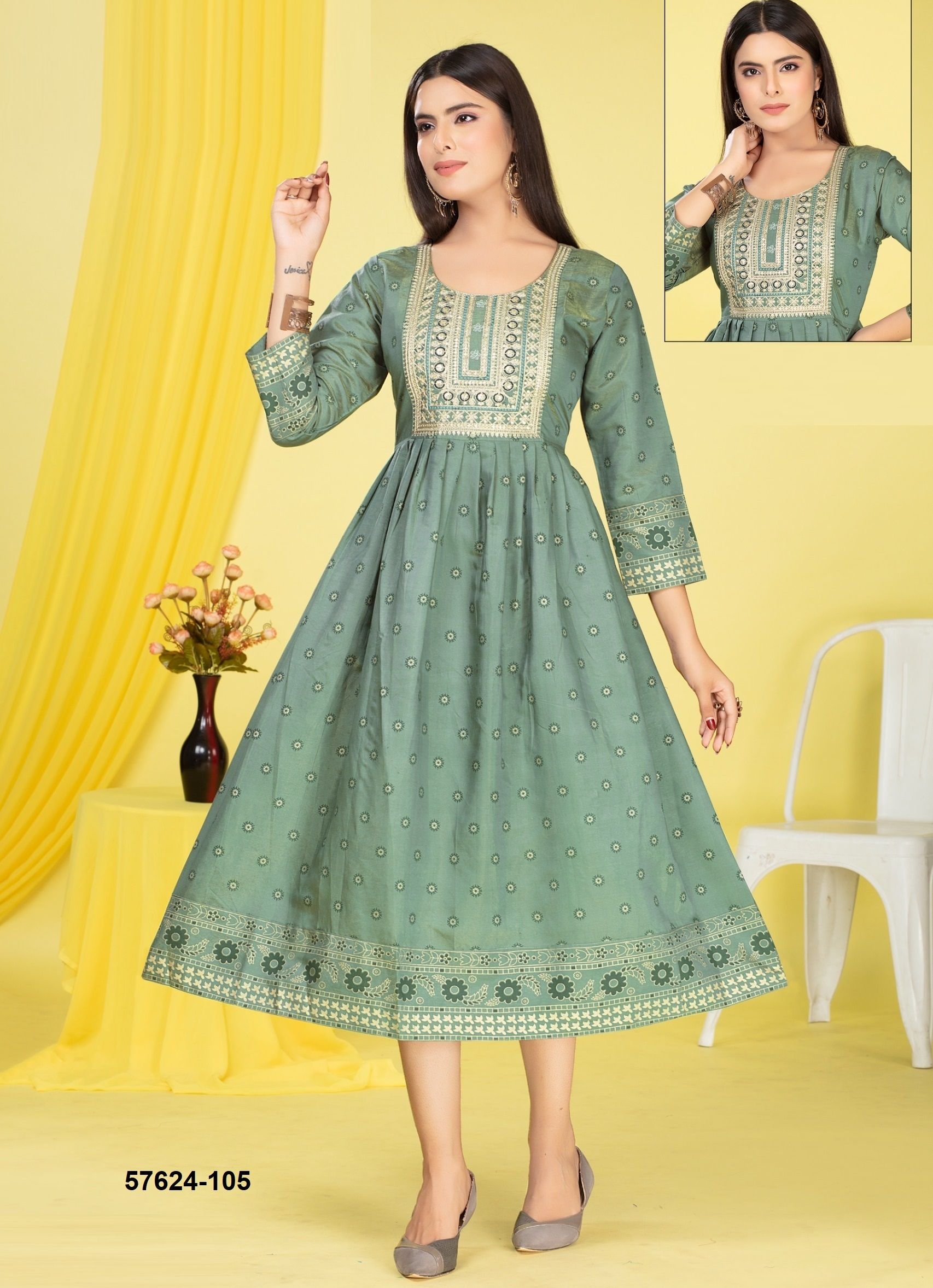 KEEVA - Catalog # 57624 (Set of 6 Readymade Women's Kurtis / Tops) by Brand DEE CEE