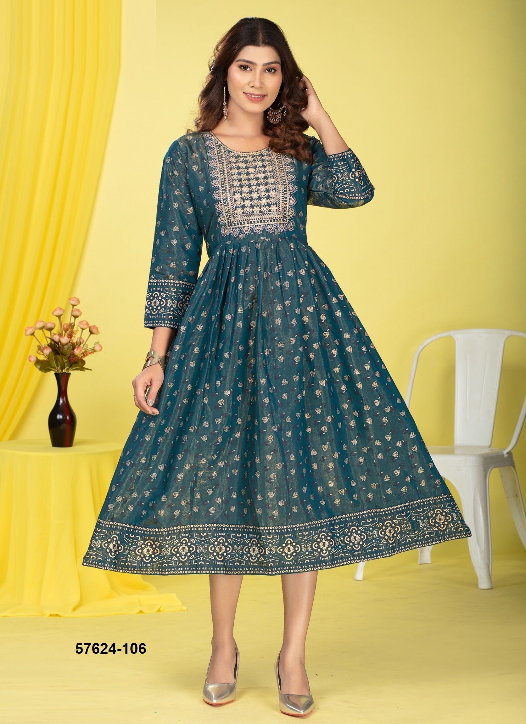 KEEVA - Catalog # 57624 (Set of 6 Readymade Women's Kurtis / Tops) by Brand DEE CEE