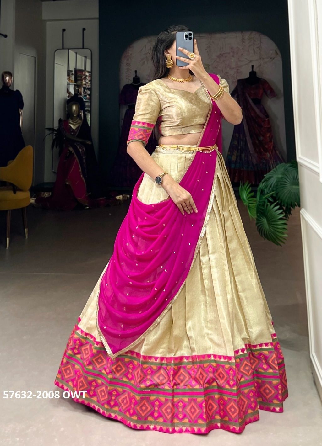 SERIES 2008 - Catalog # 57632 (Set of 3 Semi-Stitched Lehengas) by Brand STROLLAY ®