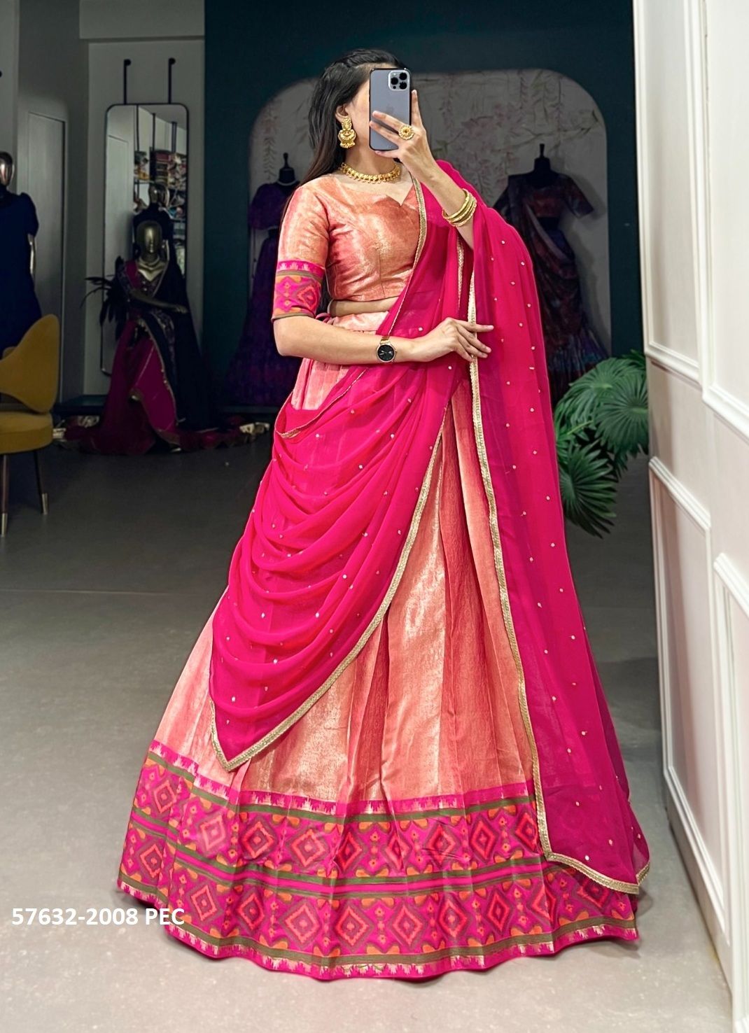 SERIES 2008 - Catalog # 57632 (Set of 3 Semi-Stitched Lehengas) by Brand STROLLAY ®