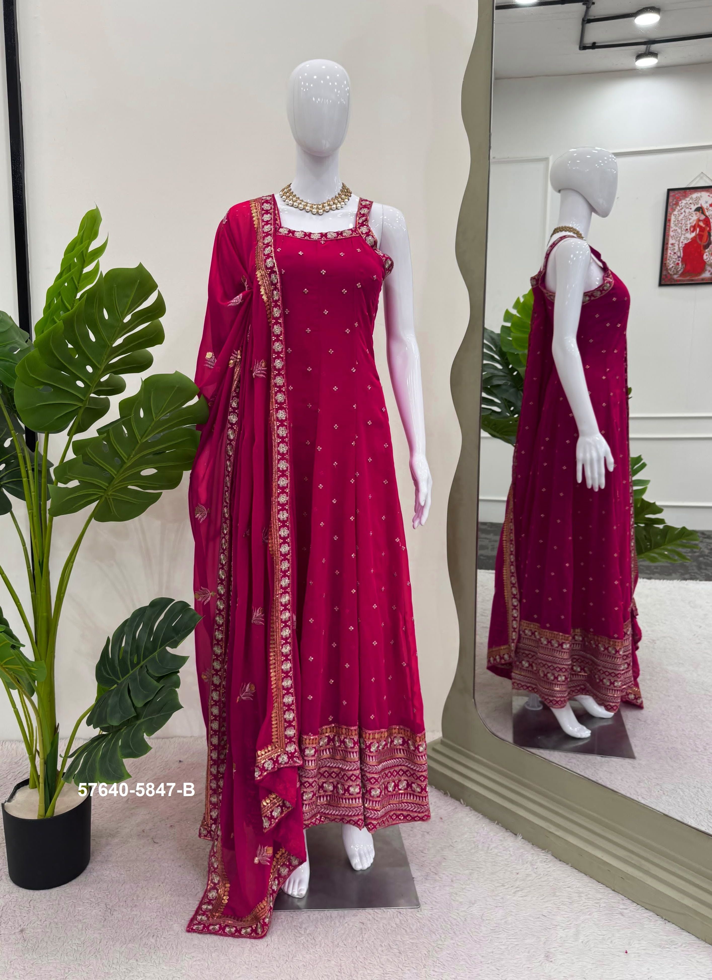 EID SPECIAL 5847 - Catalog # 57640 (Set of 3 Readymade Gowns) by Brand STROLLAY ®