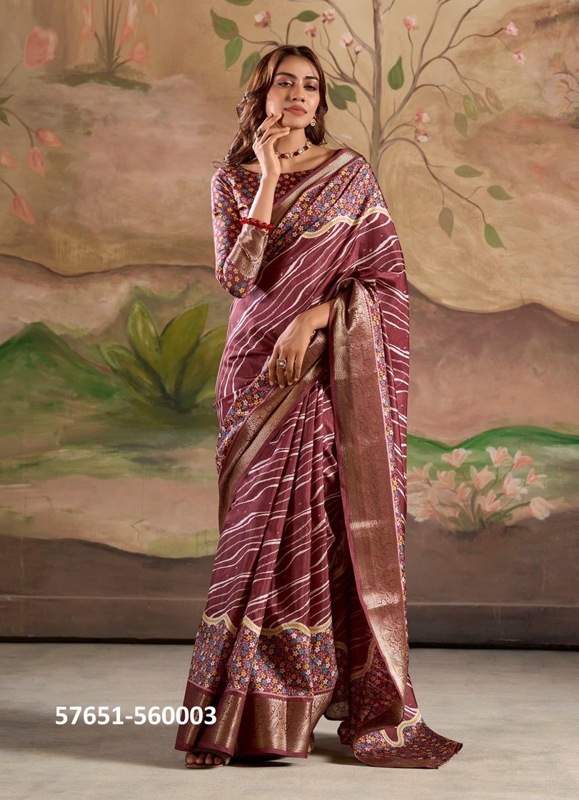 JAMOON SILK - Catalog # 57651 (Set of 6 Sarees) by Brand STROLLAY ® JAMOON SILK - Catalog # 57651 (Set of 6 Sarees) by Brand STROLLAY ®