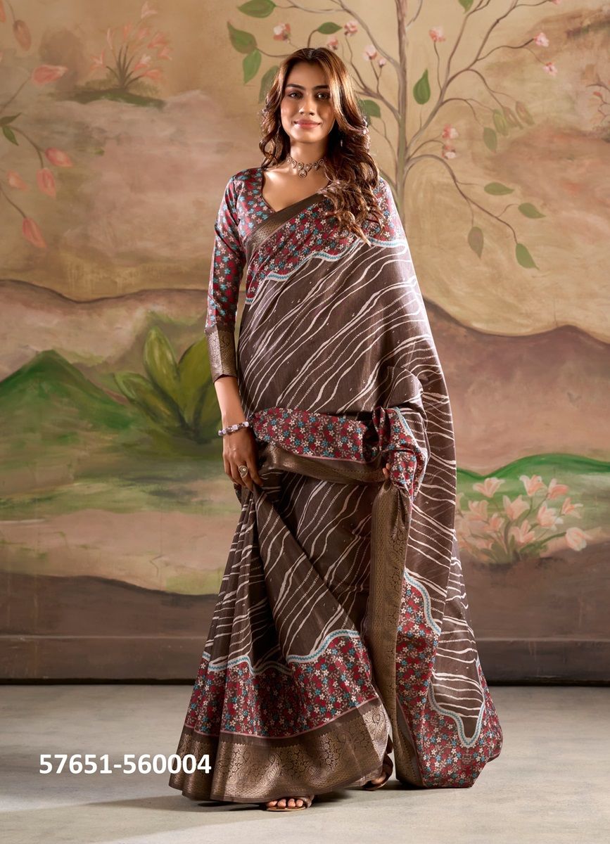 JAMOON SILK - Catalog # 57651 (Set of 6 Sarees) by Brand STROLLAY ® JAMOON SILK - Catalog # 57651 (Set of 6 Sarees) by Brand STROLLAY ®