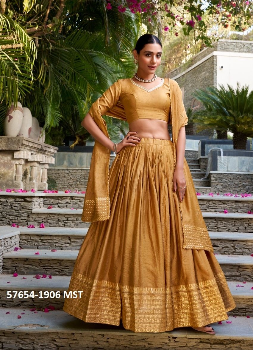 RAKSHITA - Catalog # 57654 (Set of 4 Semi-Stitched Lehengas) by Brand STROLLAY ®
