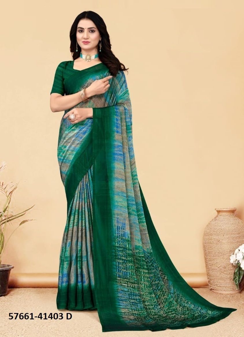 KAJAL CHIFFON 2 - Catalog # 57661 (Set of 6 Sarees) by Brand RUCHI SAREES