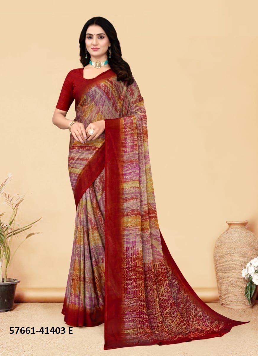 KAJAL CHIFFON 2 - Catalog # 57661 (Set of 6 Sarees) by Brand RUCHI SAREES