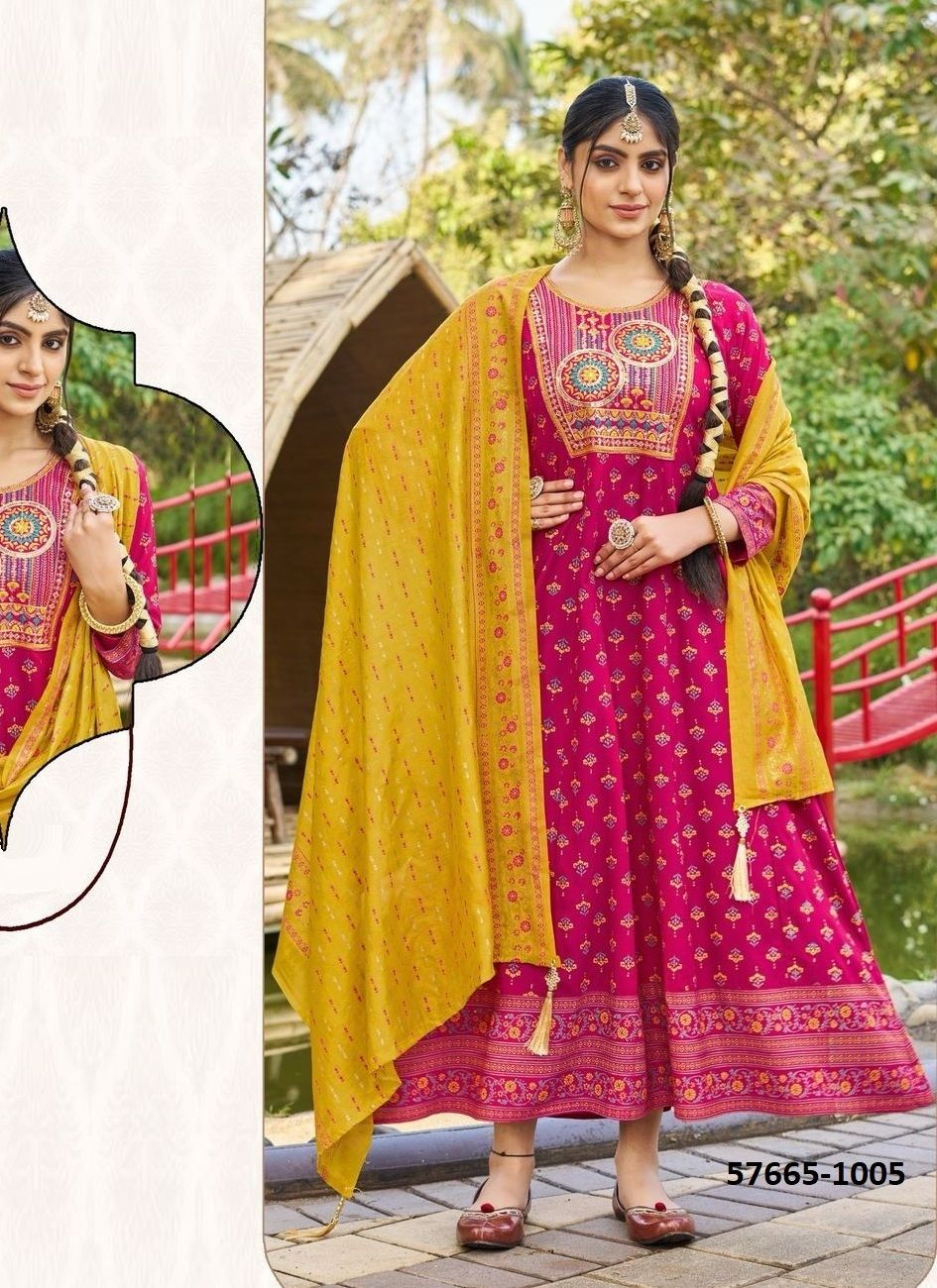 DUPATTA QUEEN - Catalog # 57665 (Set of 8 Readymade Women's Kurtis / Tops) by Brand BLUE HILLS