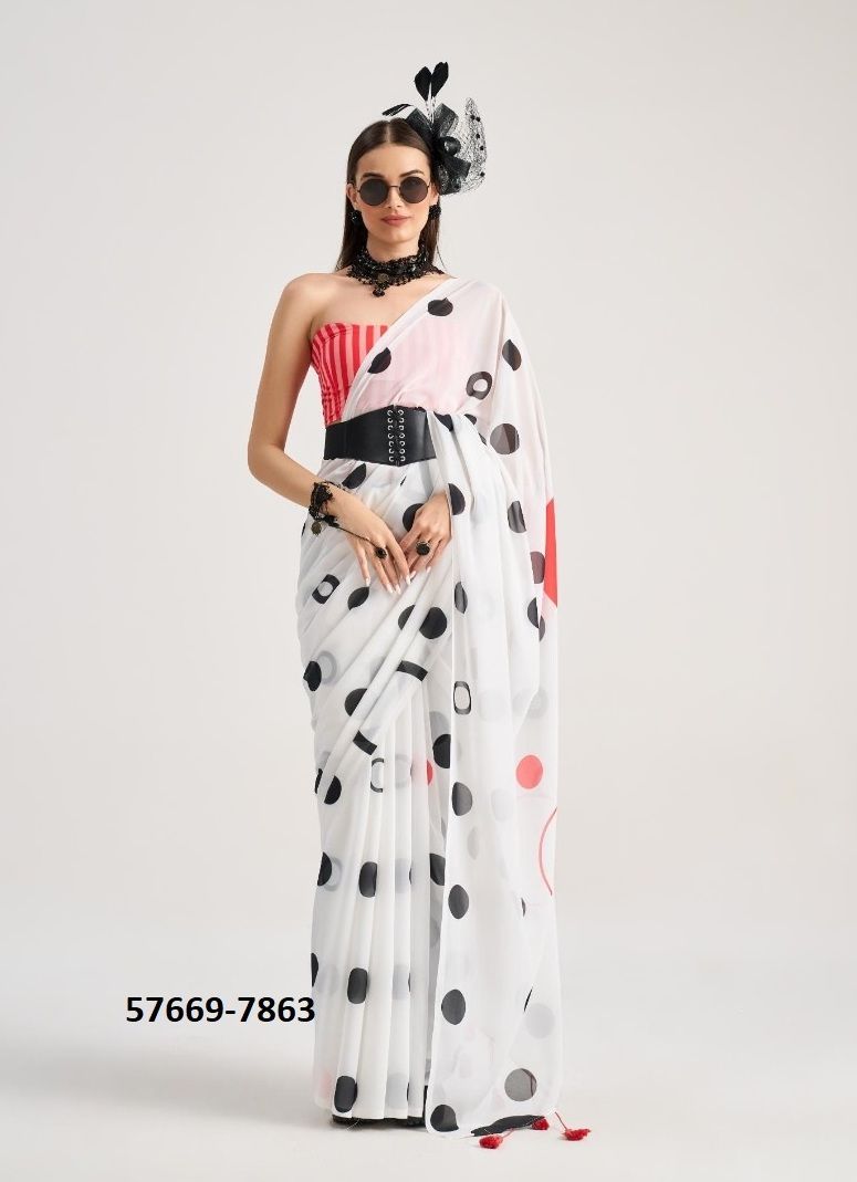 POLKA POPS - Catalog # 57669 (Set of 9 Sarees) by Brand STROLLAY ®