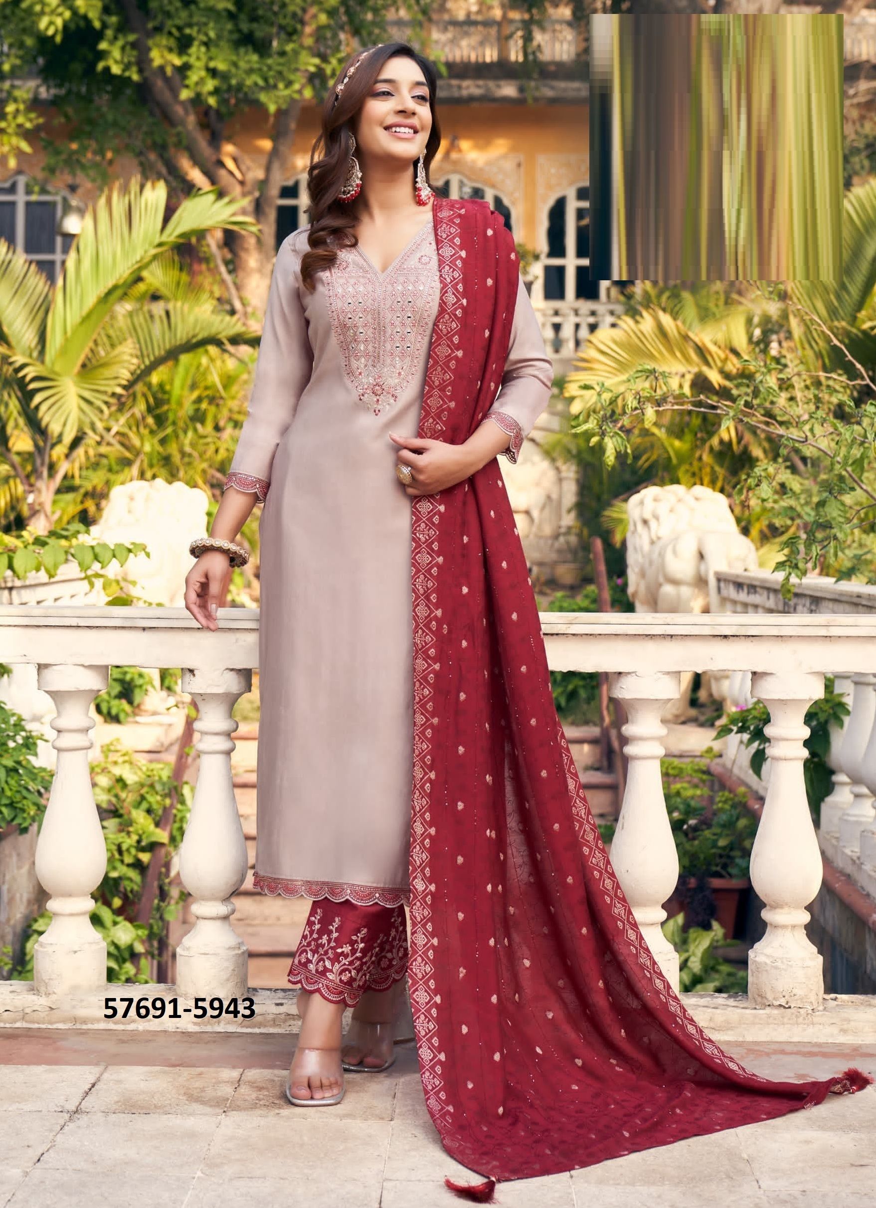 CHUNRI - Catalog # 57691 (Set of 6 Readymade Salwar Suits) by Brand RANGOON