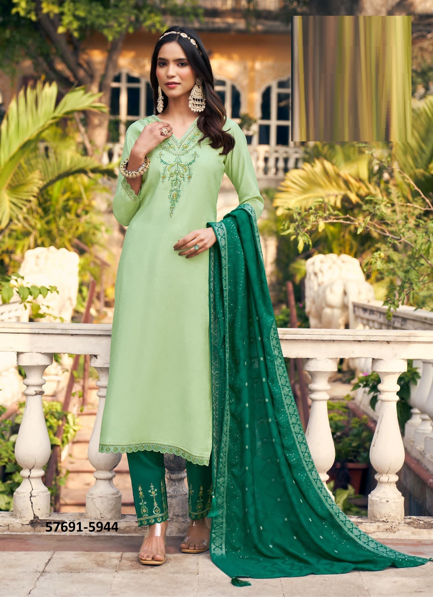 CHUNRI - Catalog # 57691 (Set of 6 Readymade Salwar Suits) by Brand RANGOON