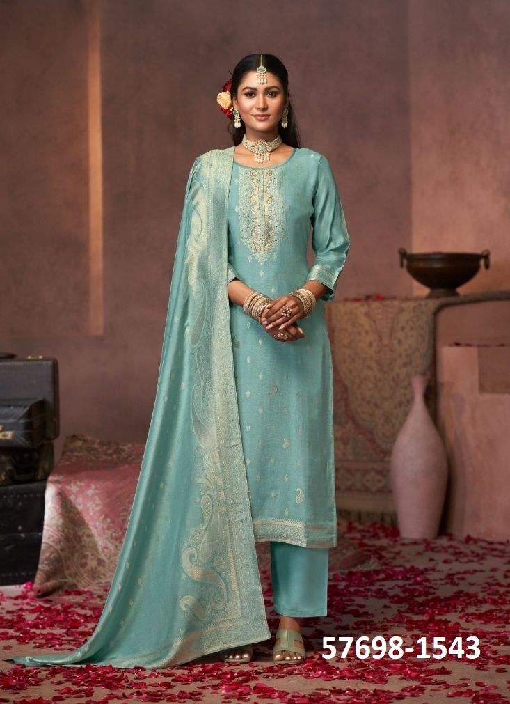 GAZALA - Catalog # 57698 (Set of 4 Semi-Stitched / Un-Stitched Suits) by Brand FOUR DOTS