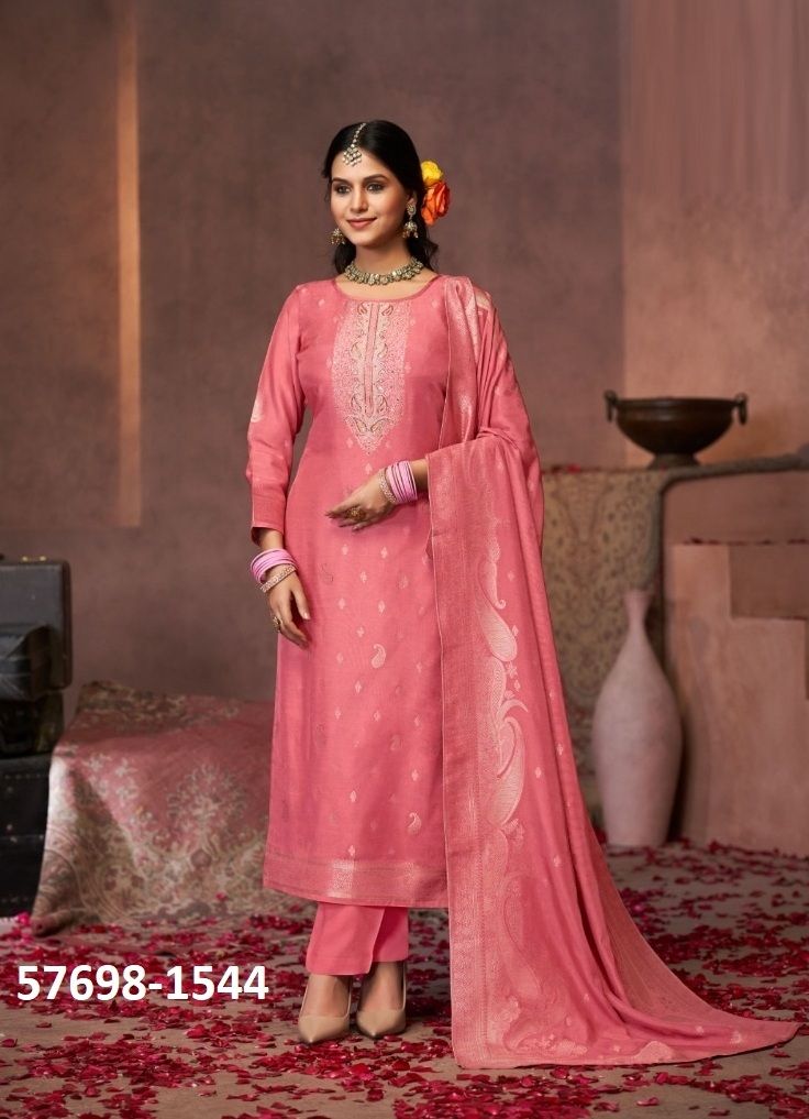 GAZALA - Catalog # 57698 (Set of 4 Semi-Stitched / Un-Stitched Suits) by Brand FOUR DOTS