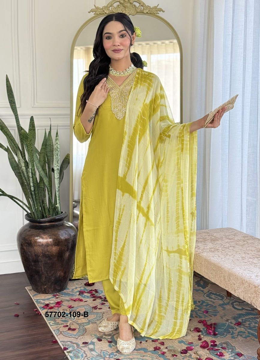 SERIES 109 - Catalog # 57702 (Set of 3 Readymade Salwar Suits) by Brand STROLLAY ®