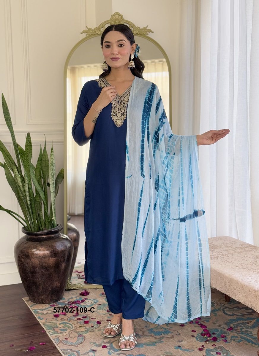 SERIES 109 - Catalog # 57702 (Set of 3 Readymade Salwar Suits) by Brand STROLLAY ®