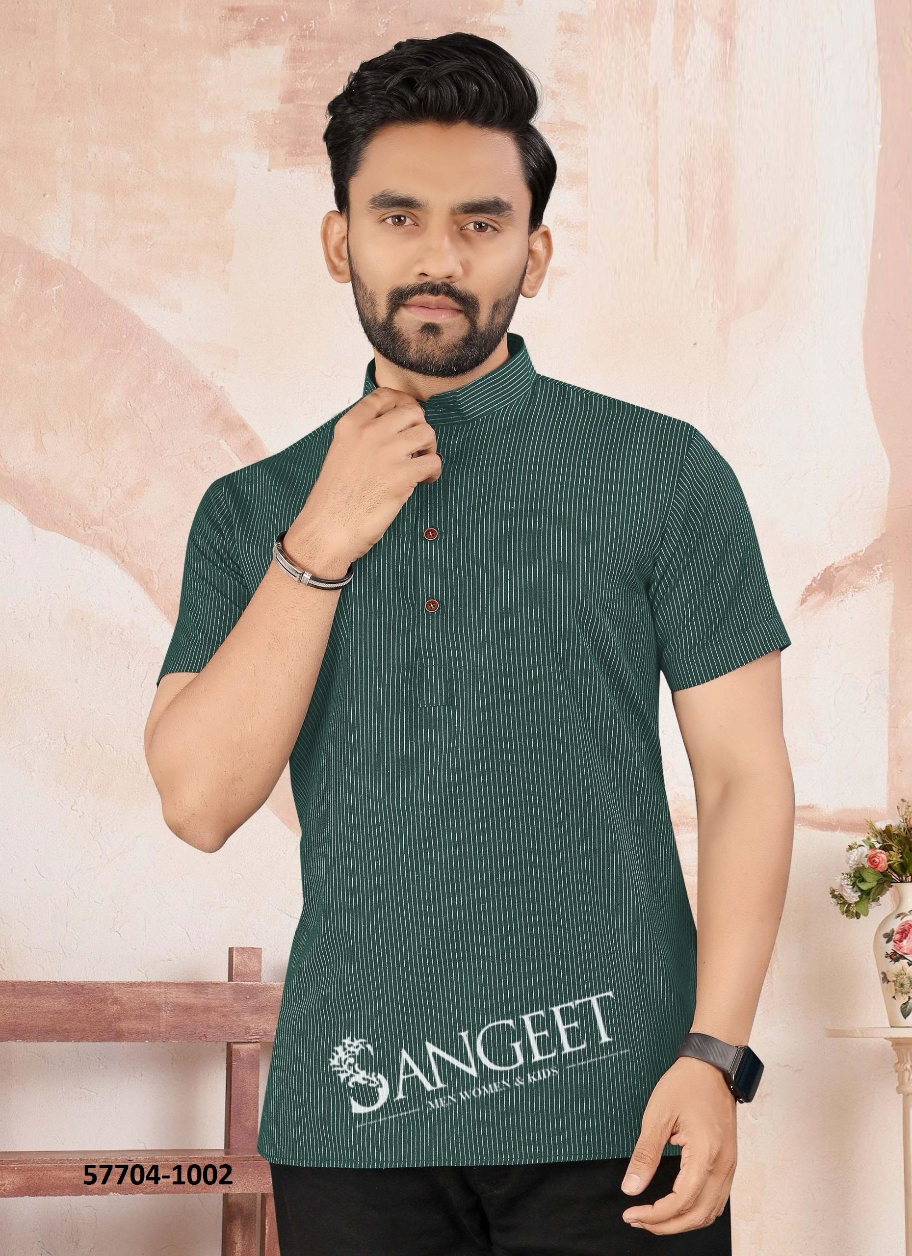 SOFT RAYON HANDLOOM - Catalog # 57704 (Set of 9 Men's Ethnic Wear) by Brand SANGEET
