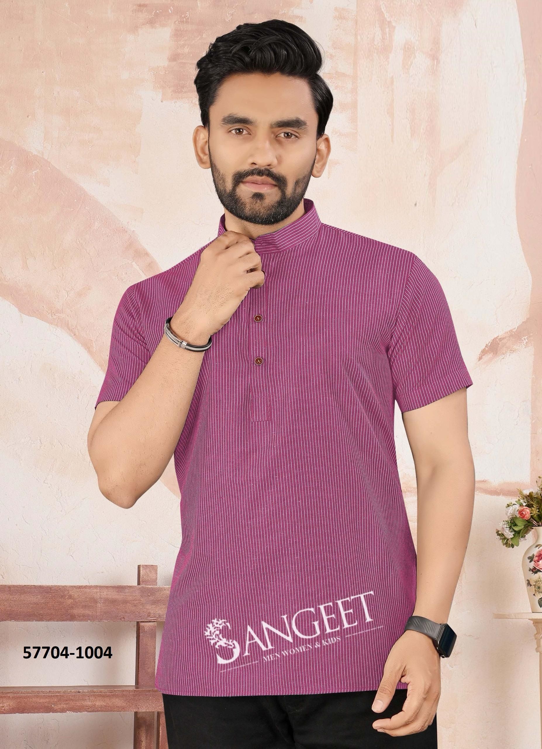 SOFT RAYON HANDLOOM - Catalog # 57704 (Set of 9 Men's Ethnic Wear) by Brand SANGEET