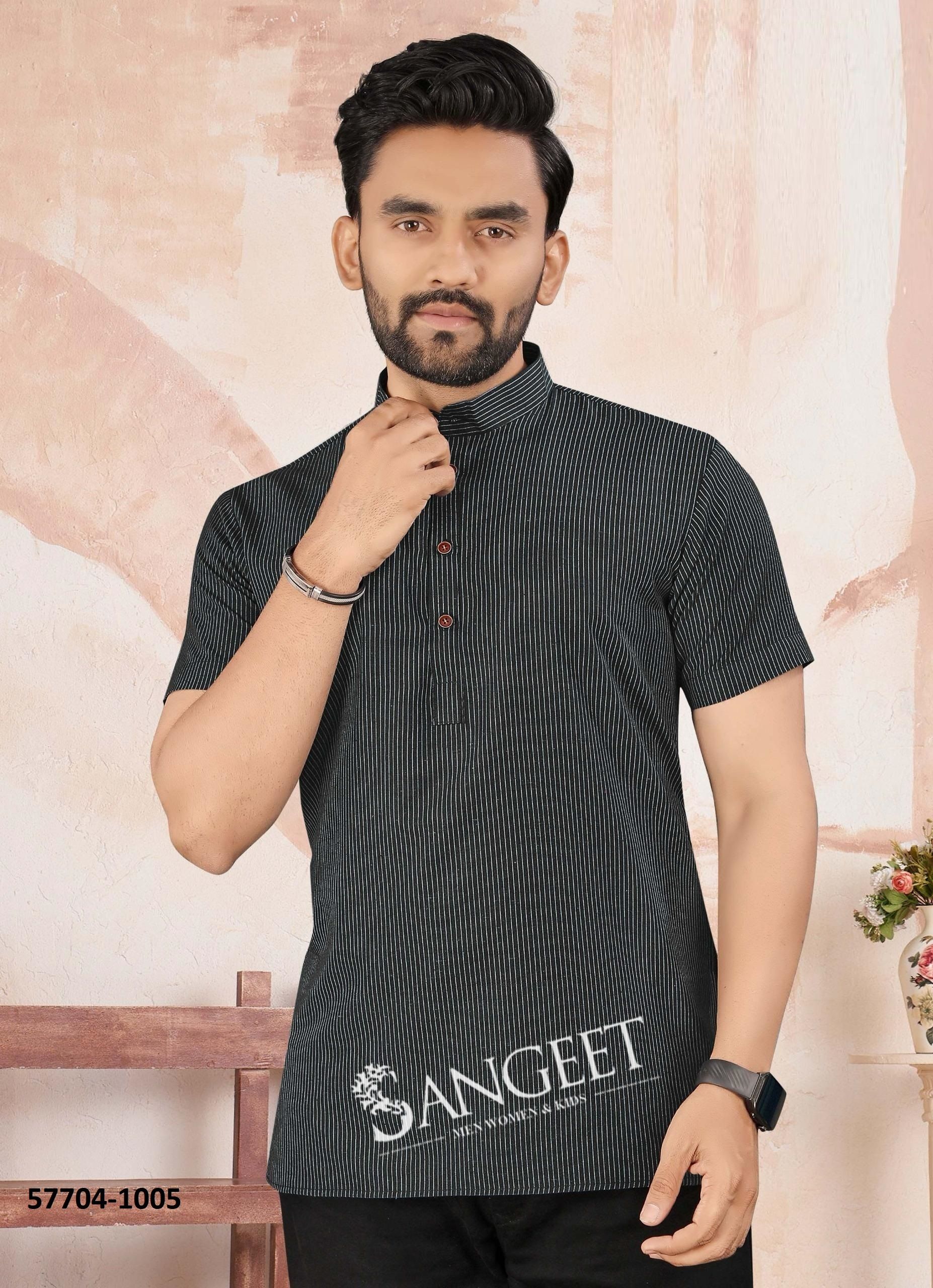 SOFT RAYON HANDLOOM - Catalog # 57704 (Set of 9 Men's Ethnic Wear) by Brand SANGEET