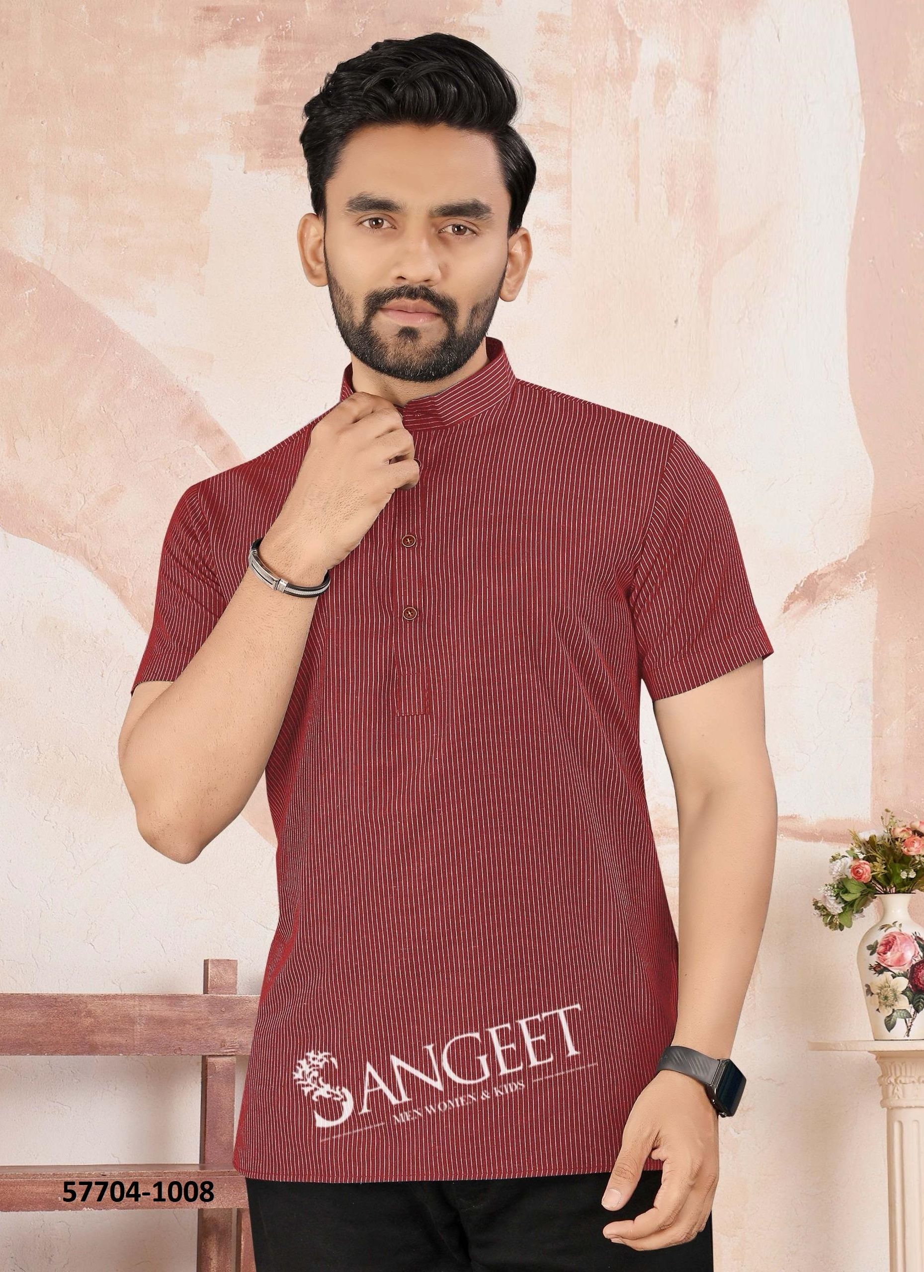 SOFT RAYON HANDLOOM - Catalog # 57704 (Set of 9 Men's Ethnic Wear) by Brand SANGEET