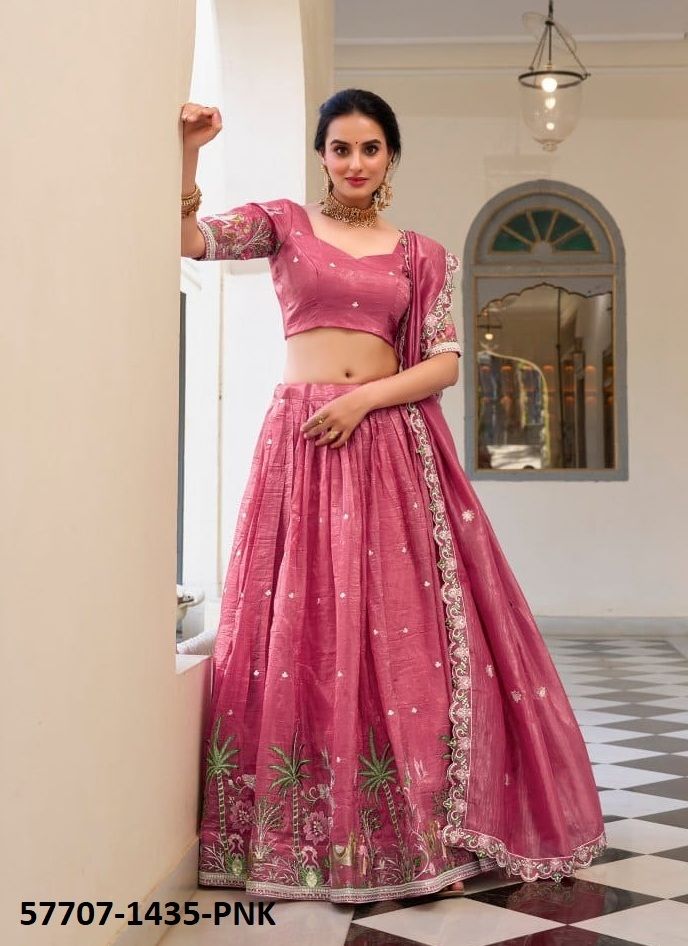 HEENAL - Catalog # 57707 (Set of 4 Semi-Stitched Lehengas) by Brand STROLLAY ®