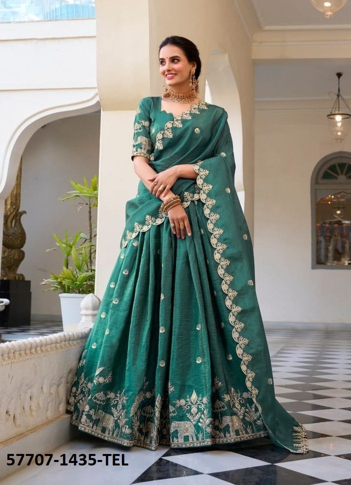 HEENAL - Catalog # 57707 (Set of 4 Semi-Stitched Lehengas) by Brand STROLLAY ®
