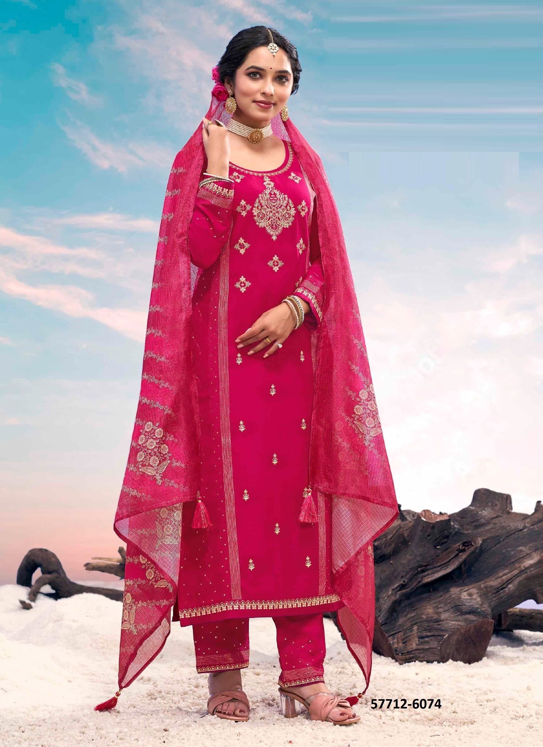 ANURADHA - Catalog # 57712 (Set of 6 Readymade Salwar Suits) by Brand RANGOON