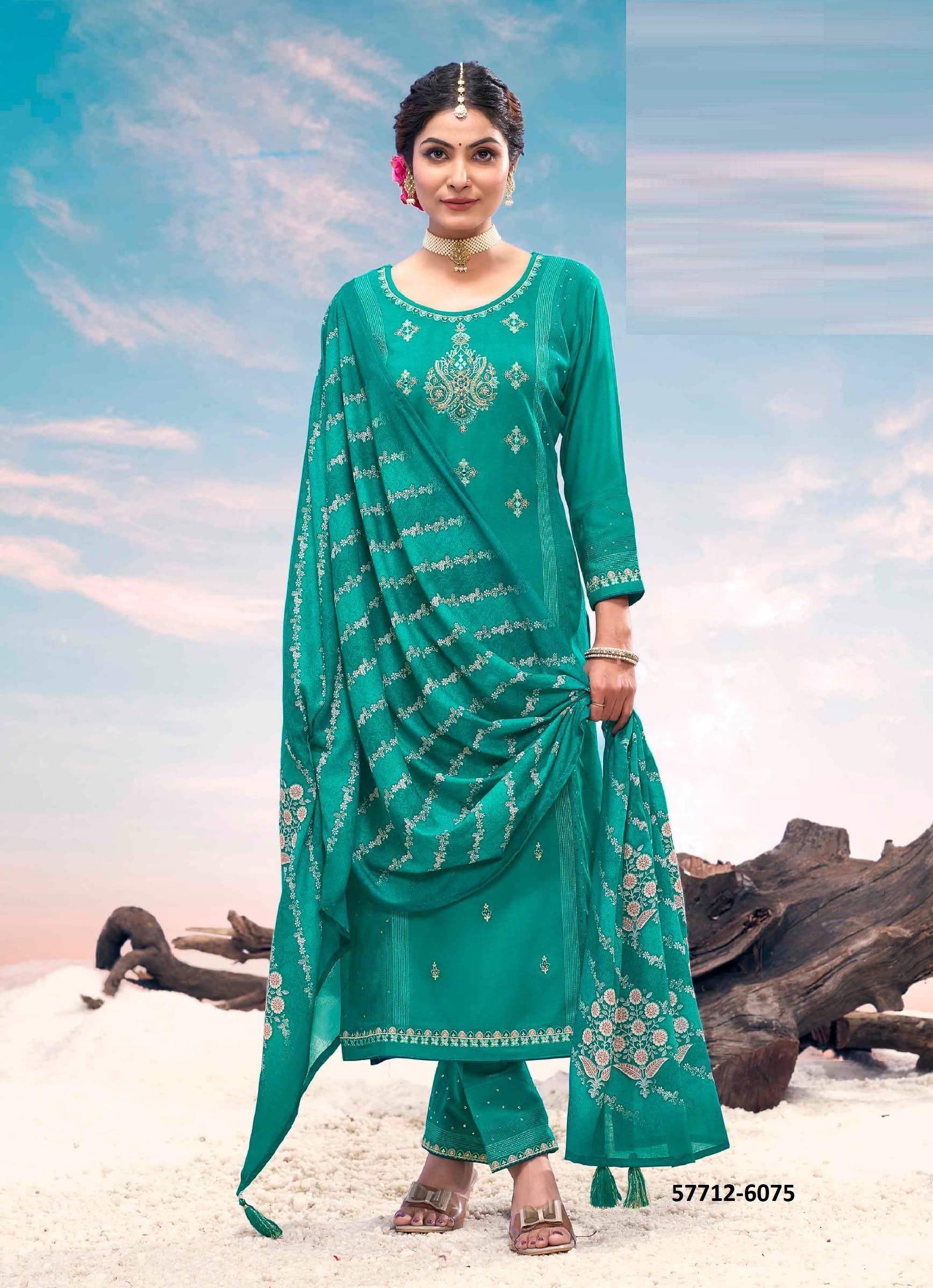 ANURADHA - Catalog # 57712 (Set of 6 Readymade Salwar Suits) by Brand RANGOON
