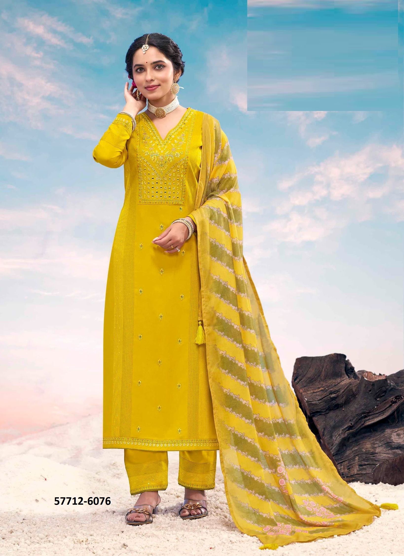 ANURADHA - Catalog # 57712 (Set of 6 Readymade Salwar Suits) by Brand RANGOON