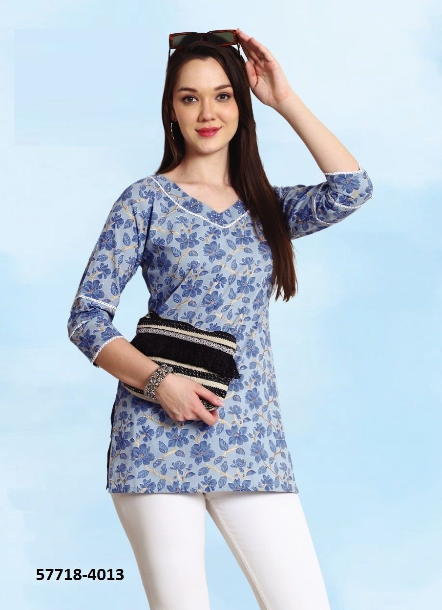 VAMIKA - Catalog # 57718 (Set of 6 Readymade Women's Kurtis / Tops) by Brand RAJNANDINI