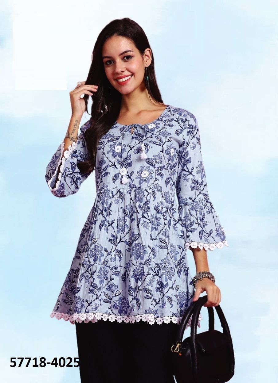 VAMIKA - Catalog # 57718 (Set of 6 Readymade Women's Kurtis / Tops) by Brand RAJNANDINI
