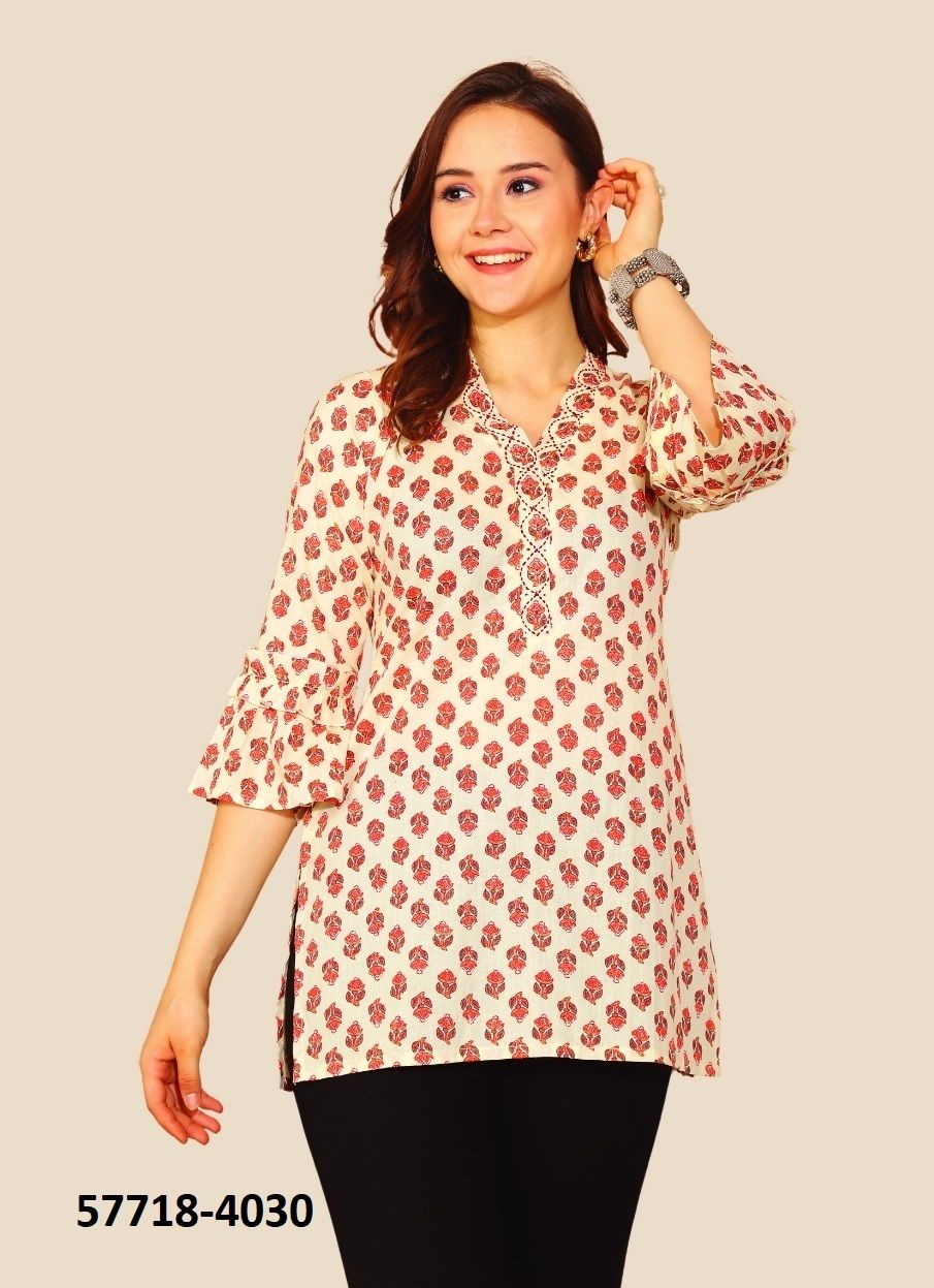 VAMIKA - Catalog # 57718 (Set of 6 Readymade Women's Kurtis / Tops) by Brand RAJNANDINI