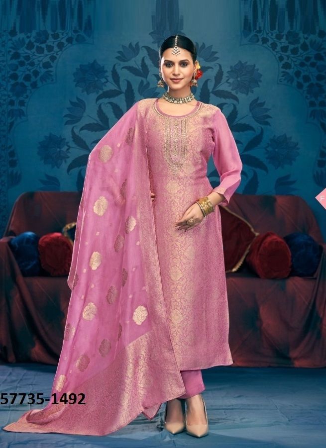 MILONEE - Catalog # 57735 (Set of 4 Semi-Stitched / Un-Stitched Suits) by Brand FOUR DOTS