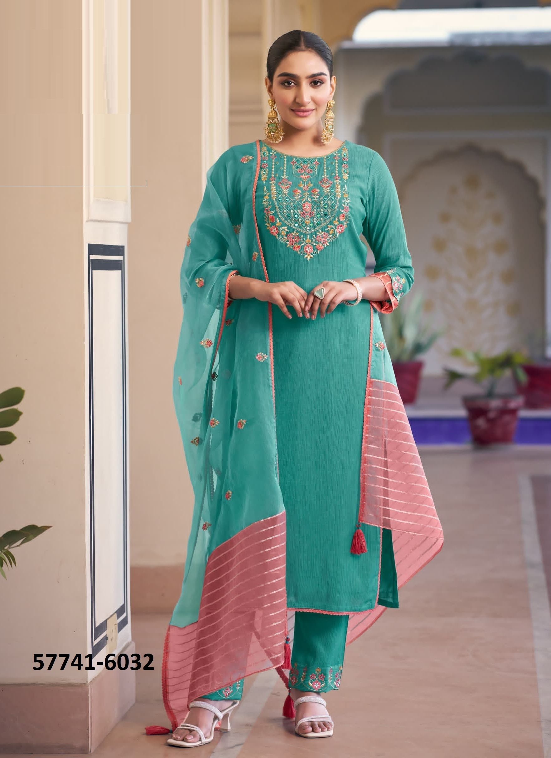 SANGEET - Catalog # 57741 (Set of 4 Readymade Salwar Suits) by Brand RANGOON
