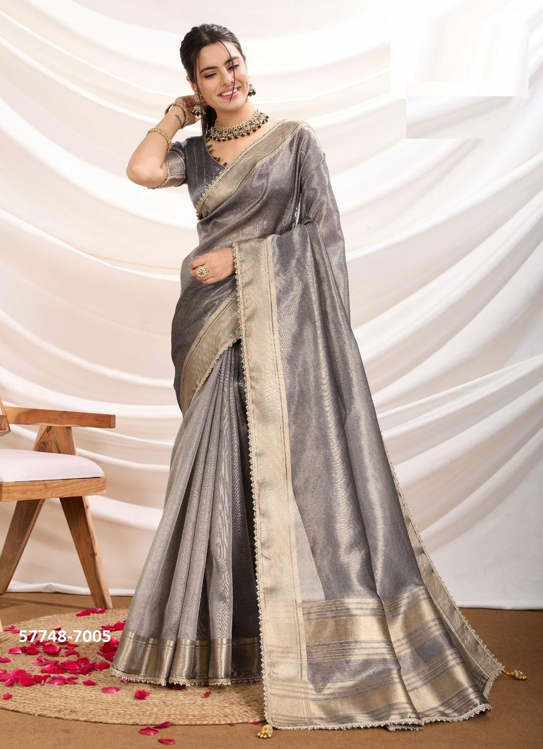 ZIVAYA - Catalog # 57748 (Set of 6 Sarees) by Brand S-ETHNIC LIFESTYLE