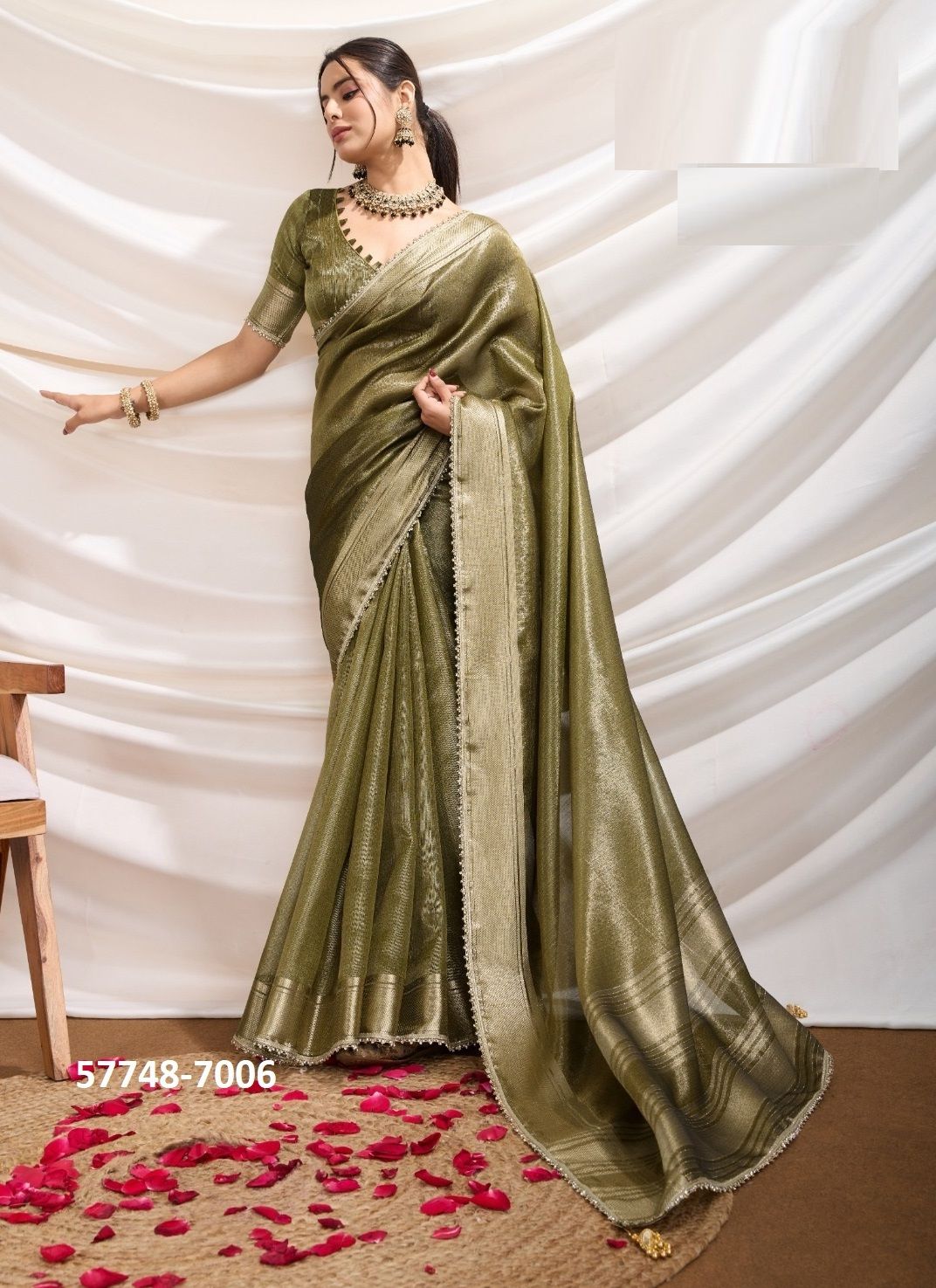 ZIVAYA - Catalog # 57748 (Set of 6 Sarees) by Brand S-ETHNIC LIFESTYLE