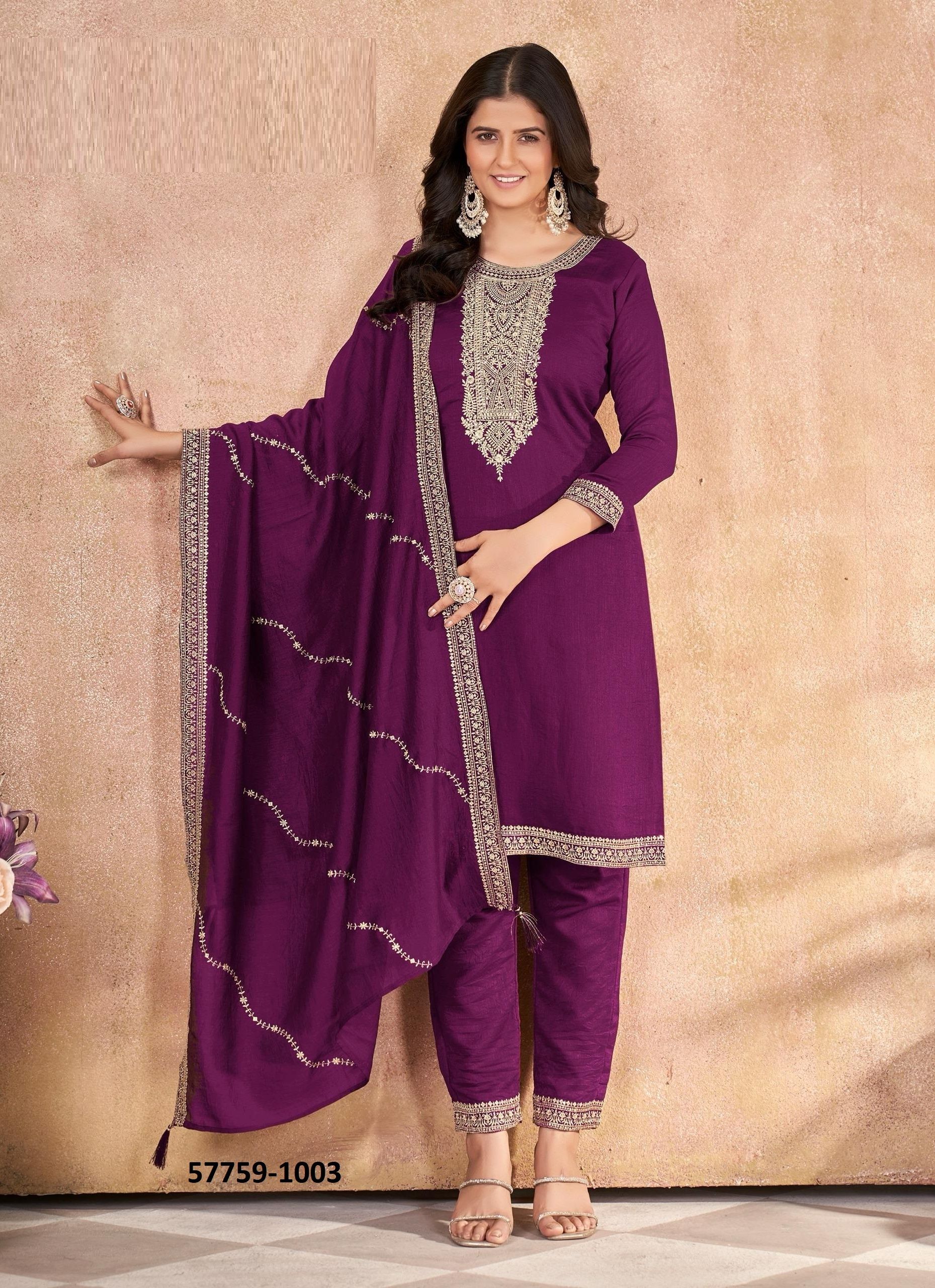 VICHITRA BLOOMING - Catalog # 57759 (Set of 5 Readymade Salwar Suits) by Brand STROLLAY ®