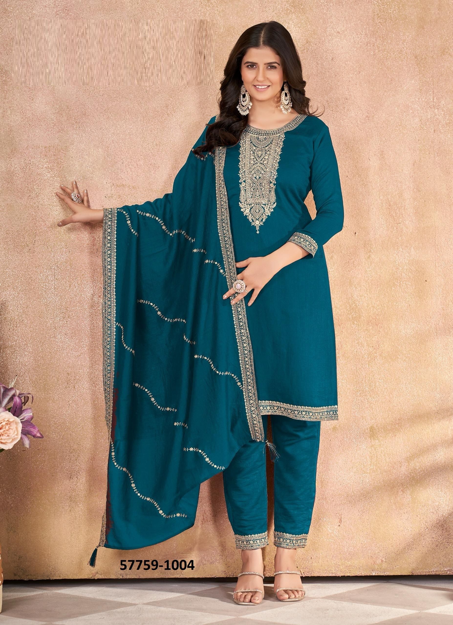 VICHITRA BLOOMING - Catalog # 57759 (Set of 5 Readymade Salwar Suits) by Brand STROLLAY ®