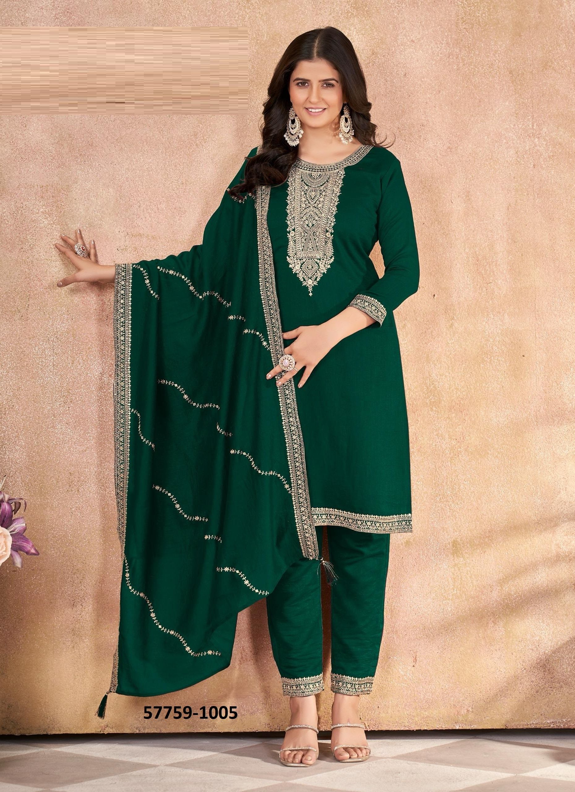 VICHITRA BLOOMING - Catalog # 57759 (Set of 5 Readymade Salwar Suits) by Brand STROLLAY ®