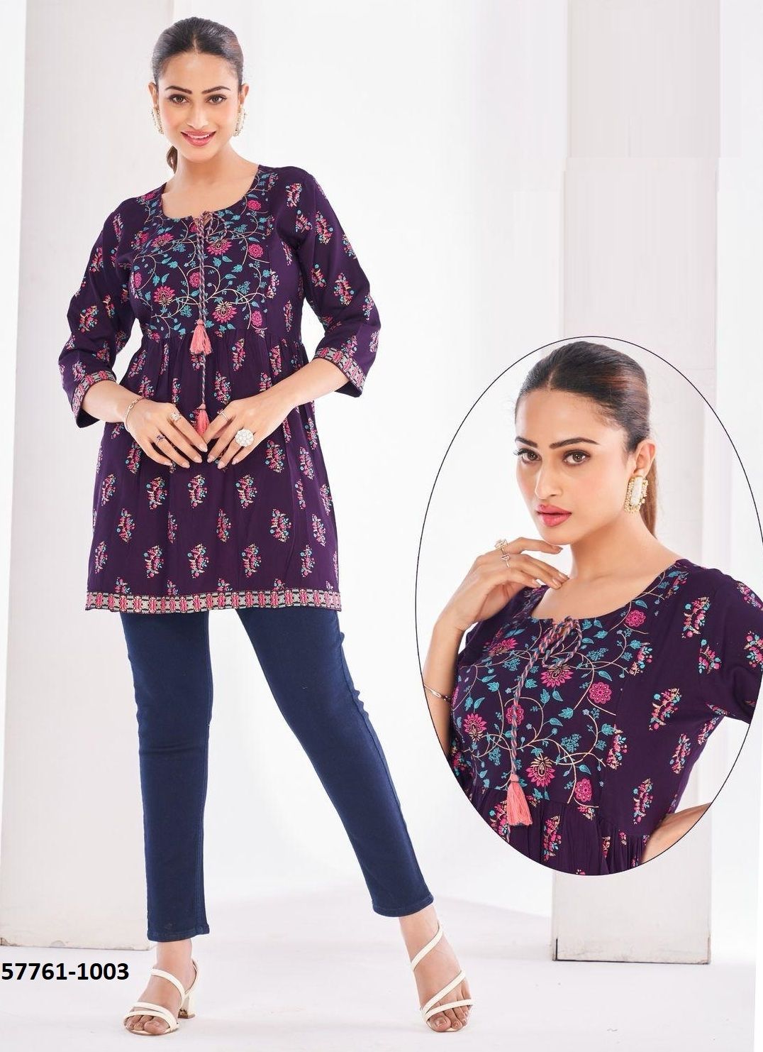 TOPPR 1 - Catalog # 57761 (Set of 10 Readymade Women's Kurtis / Tops) by Brand BLUE HILLS