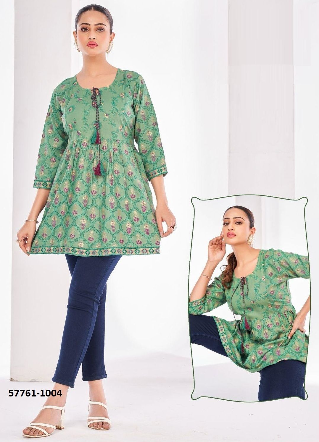TOPPR 1 - Catalog # 57761 (Set of 10 Readymade Women's Kurtis / Tops) by Brand BLUE HILLS