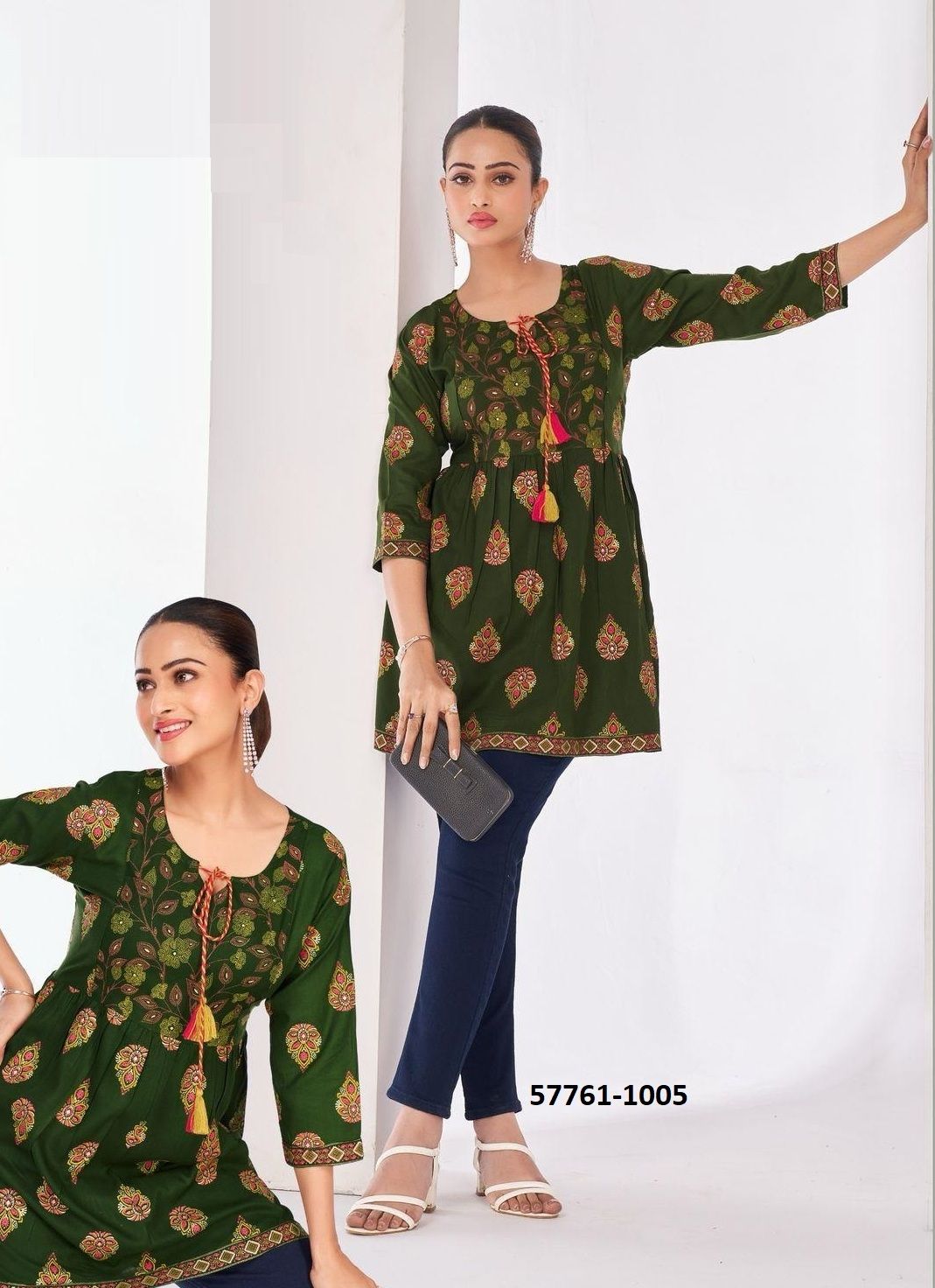 TOPPR 1 - Catalog # 57761 (Set of 10 Readymade Women's Kurtis / Tops) by Brand BLUE HILLS