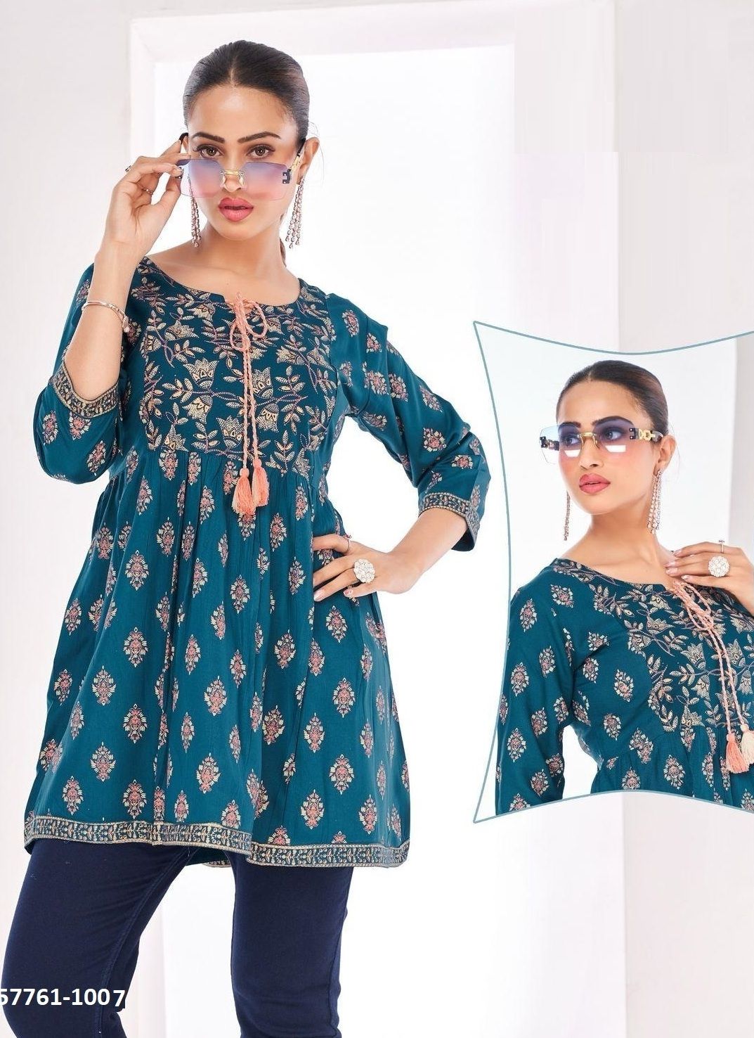 TOPPR 1 - Catalog # 57761 (Set of 10 Readymade Women's Kurtis / Tops) by Brand BLUE HILLS