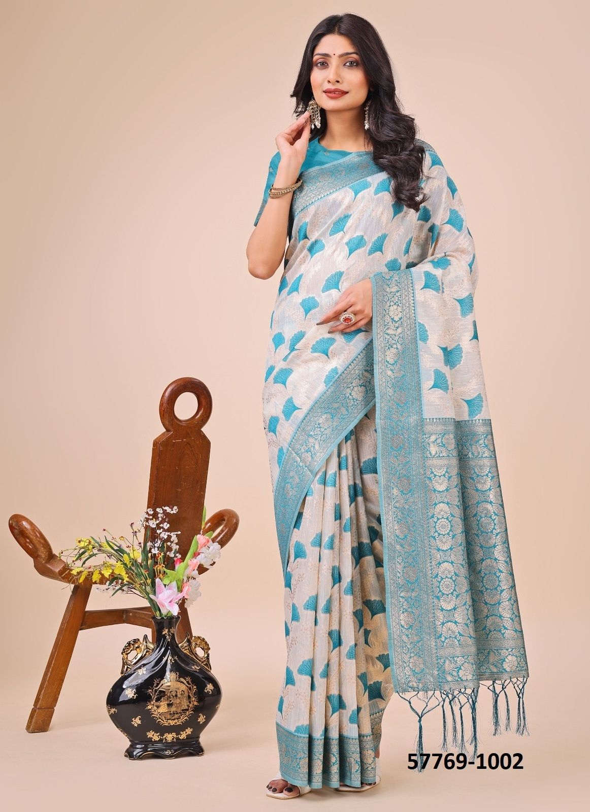 LINEN QUEEN - Catalog # 57769 (Set of 6 Sarees) by Brand STROLLAY ®