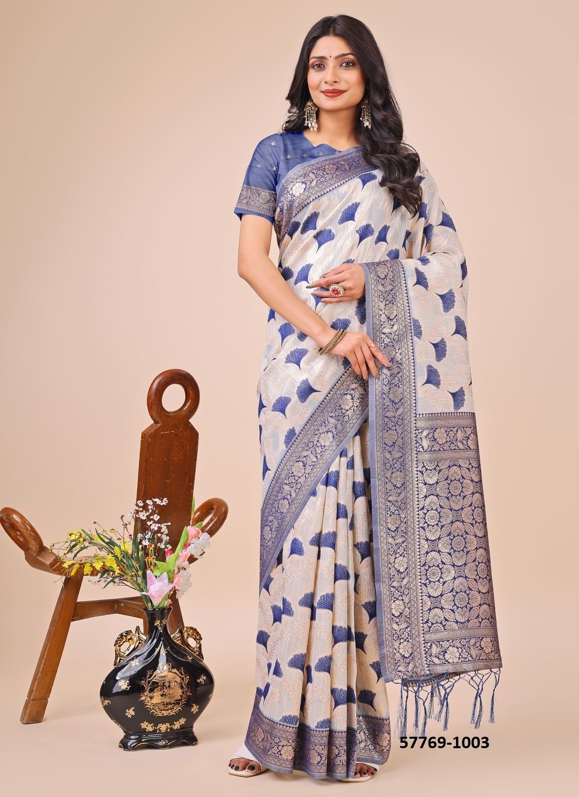 LINEN QUEEN - Catalog # 57769 (Set of 6 Sarees) by Brand STROLLAY ®